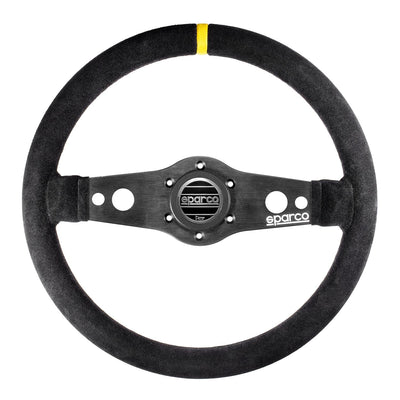 Sparco R215 Litteä Ratti, Musta Nahka, Mustat Puolat