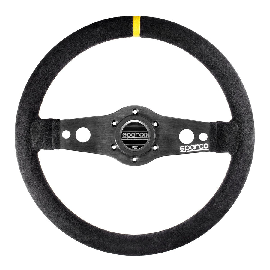 Sparco R215 Litteä Ratti, Musta Nahka, Mustat Puolat