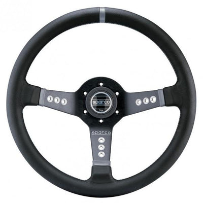 Sparco L777 Ratti (63 mm Syvyys), Musta Nahka, Mustat Puolat