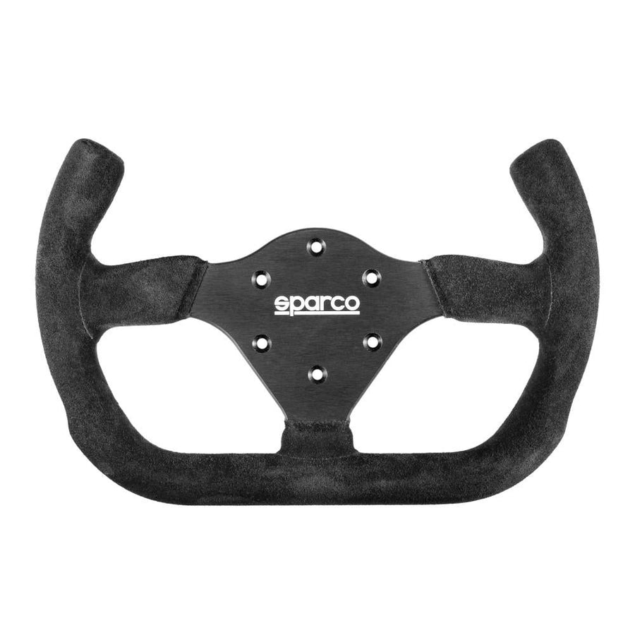 Sparco P310 Avoin Litteä Ratti, Musta Mokkanahka, Mustat Puolat