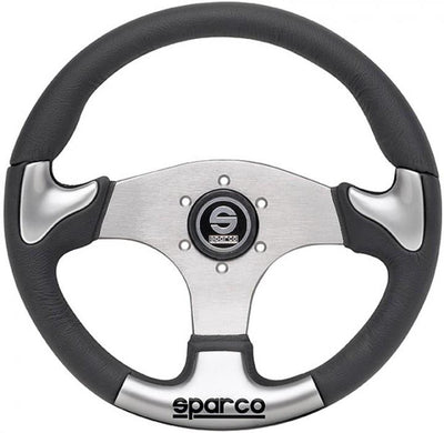 Sparco P222 Litteä Ratti, Musta Nahka, Alumiinipuolat