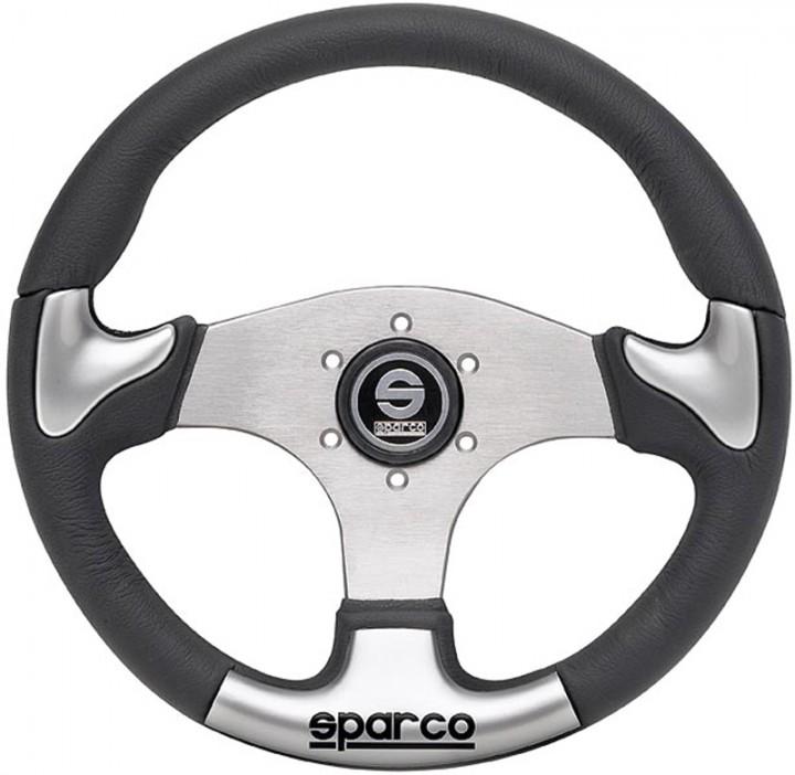 Sparco P222 Litteä Ratti, Musta Nahka, Alumiinipuolat
