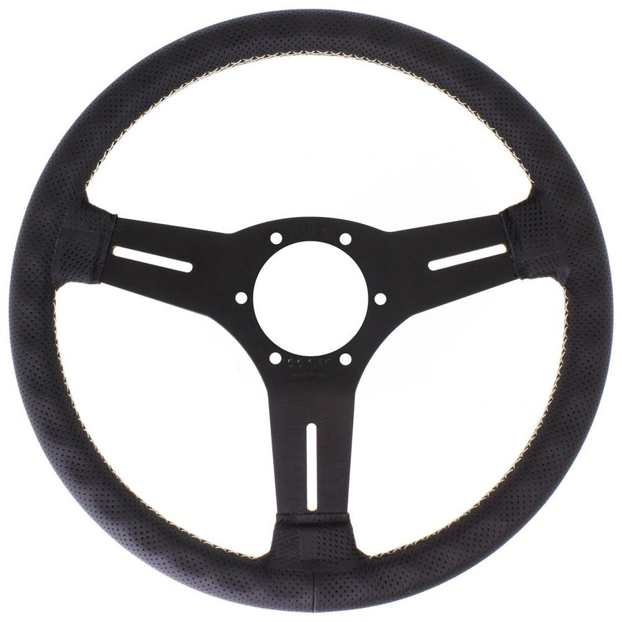 Nardi Competition Ratti, Musta Rei'itetty Nahka, Mustat Puolat, Harmaa Tikkaus, 40 mm Syvyys, Ø33 cm