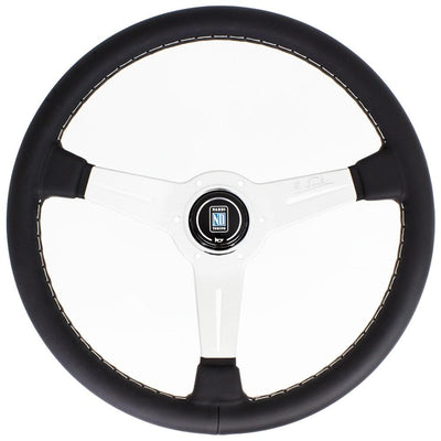 Nardi Classic ND36 Ratti, Musta Nahka, Satiini Puolat, Harmaa Tikkaus, 40 mm Syvyys