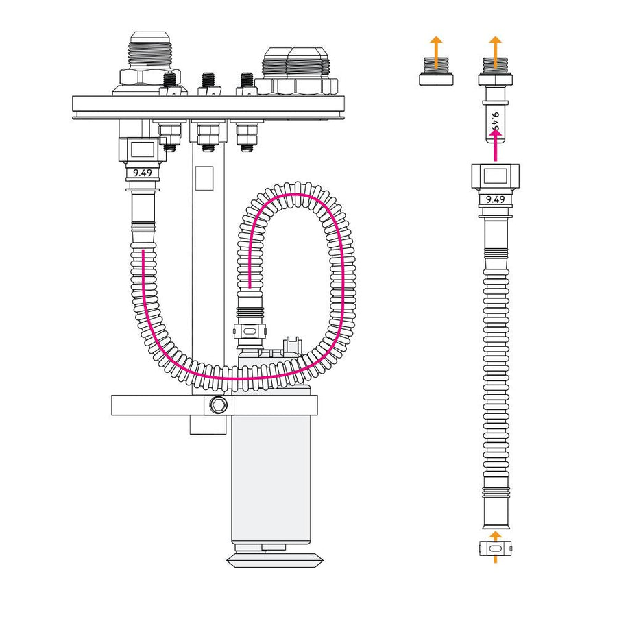 SAE ID8 polttoainepumppuasennussarja kahdelle polttoainepumpulle