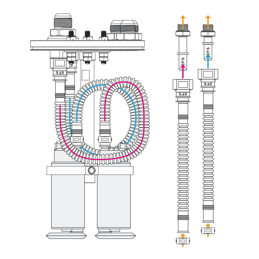 SAE ID8 polttoainepumppuasennussarja kahdelle polttoainepumpulle