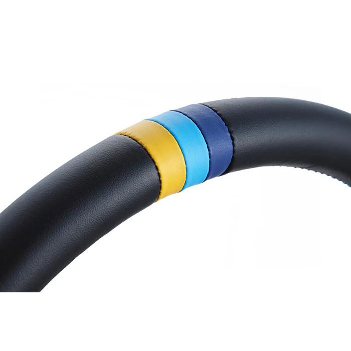 GReddy Sports "Deep Type" Ratti (80 mm syvyys), musta nahka, mustat puolat - 340 mm