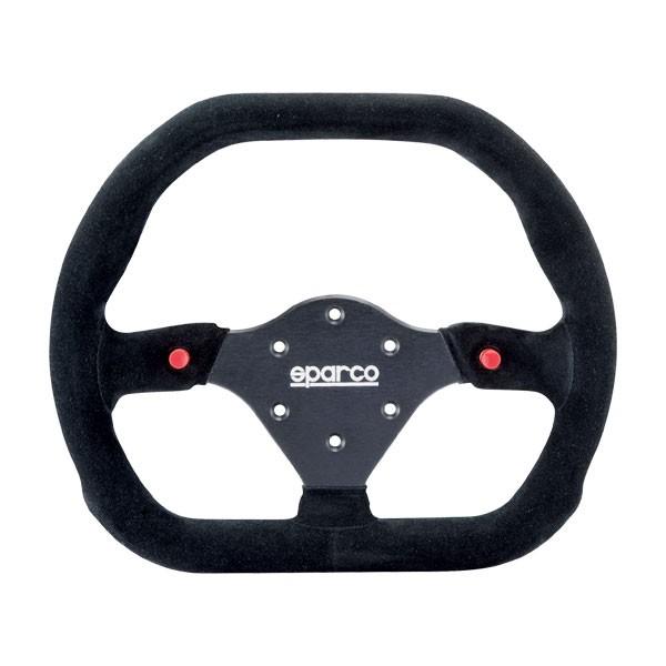Sparco P310 Litteä Ratti, Musta Mokkanahka, Mustat Puolat
