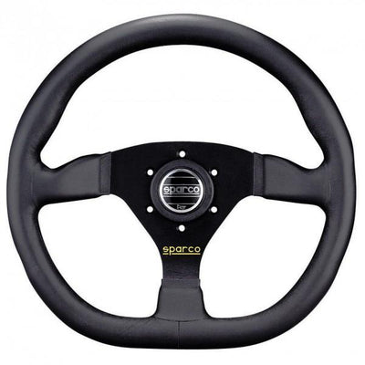Sparco L360 Litteä Ratti, Musta Nahka, Mustat Puolat