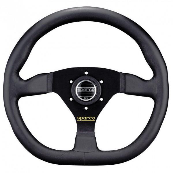 Sparco L360 Litteä Ratti, Musta Nahka, Mustat Puolat