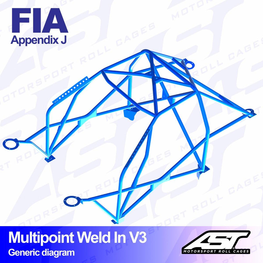 AST Rollcages V3 hitsattava 10-pisteen turvakaari Honda Civic EG / EH 4-ovinen Ferio - FIA-hyväksytty