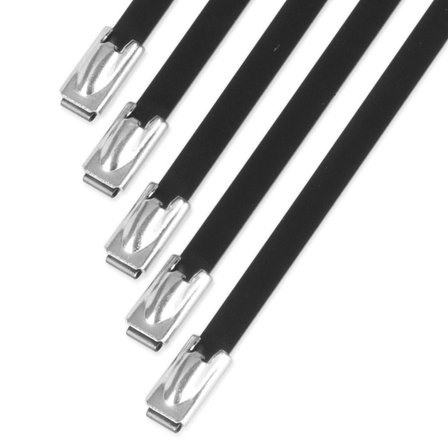 Ruostumattomasta teräksestä valmistetut lukitussiteet, 4.6mm x 200mm Musta, 5 kpl