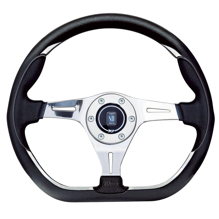 Nardi Kallista Ratti, Musta Nahka, Kromi Puolat, Ø35 cm