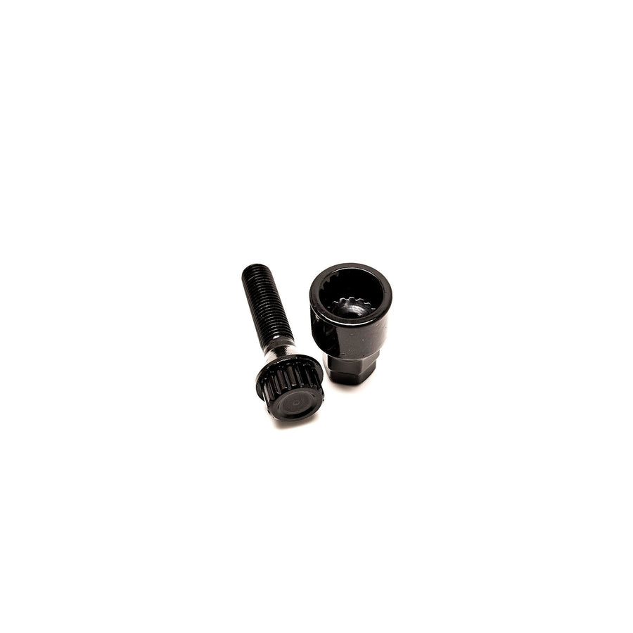 Mustat jatketut pyöränpultit M12x1.5 (20 kpl + hylsy)
