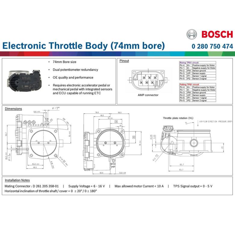 Bosch Sähköinen Kaasuläppä (74mm poraus)