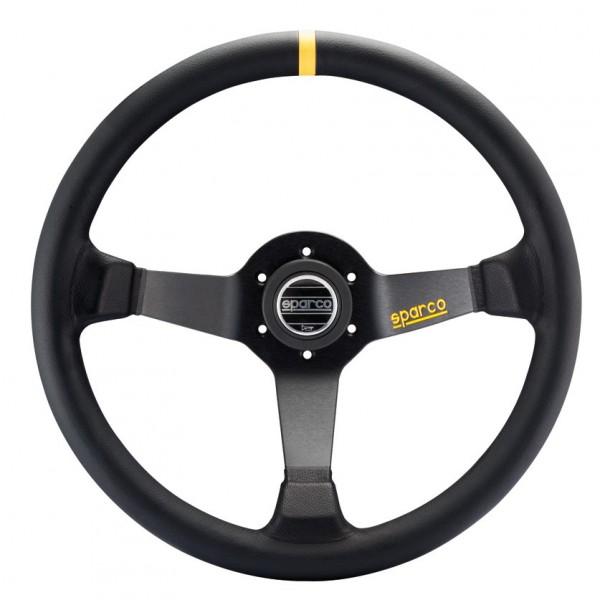 Sparco R345 Ratti (63 mm Syvyys), Musta Nahka, Mustat Puolat