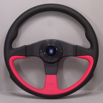 Nardi Challenge Ratti, Punainen Nahka, Mustat Puolat, Musta tikkaus, 45 mm Syvyys, Ø35 cm