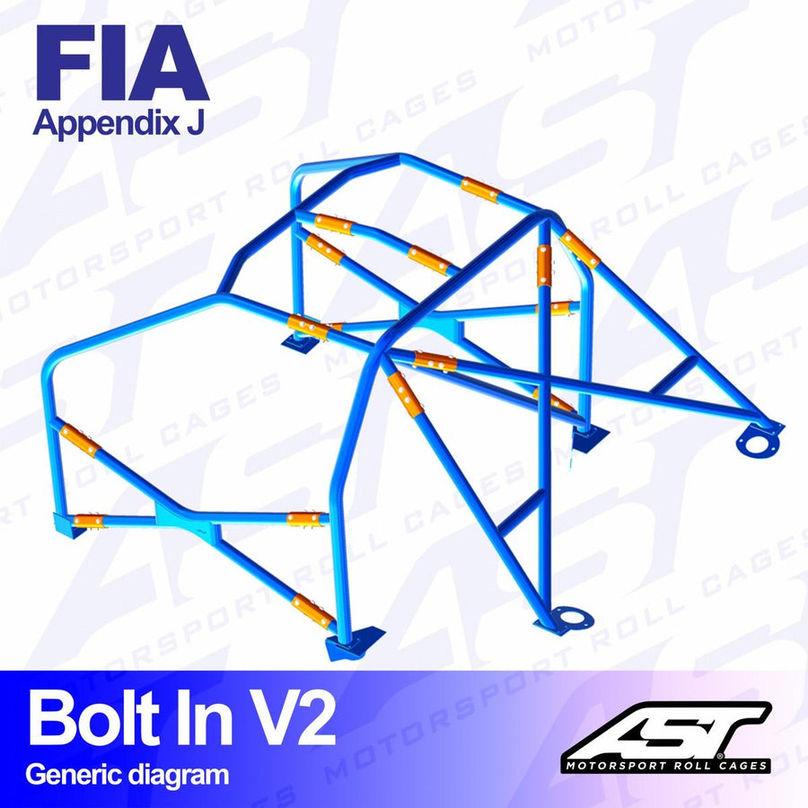 AST Rollcages V2 pultattava 6-pisteen turvakaari Toyota Yaris XP10 - 3-ovinen - FIA-hyväksytty