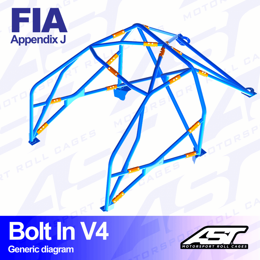 AST Rollcages V4 pultattava 6-pisteen turvakaari Toyota Yaris XP10 - 3-ovinen - FIA-hyväksytty