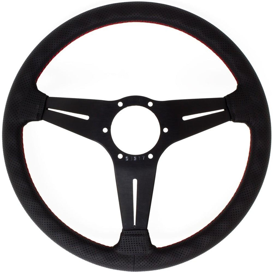 Nardi Deep Corn Ratti, Musta Rei'itetty Nahka, Mustat Puolat, Punainen Tikkaus, 80 mm Syvyys, Ø35 cm