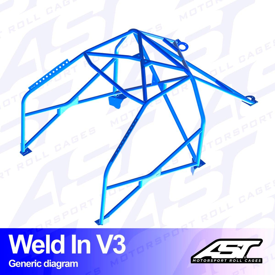AST Rollcages V3 hitsattava 8-pisteen turvakaari Honda Civic EJ8 2-ovinen Coupe
