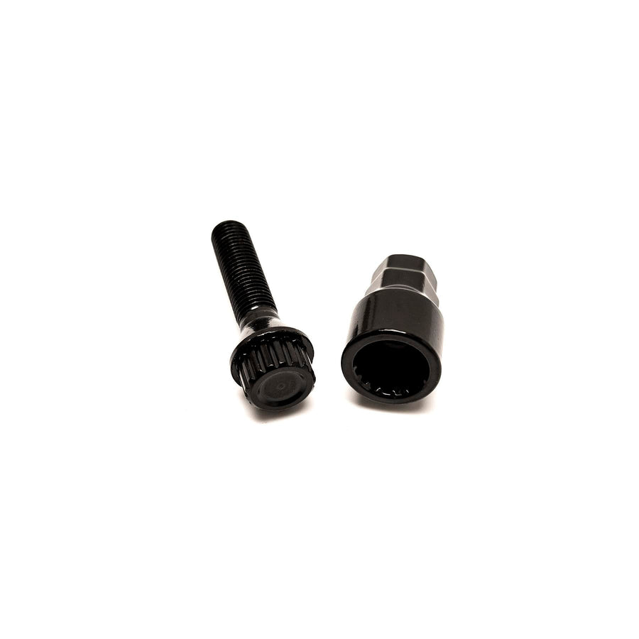 Mustat jatketut pyöränpultit M12x1.5 (20 kpl + hylsy)