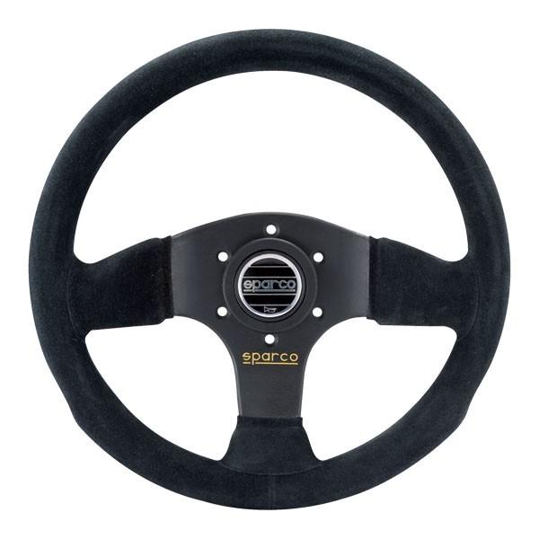 Sparco P300 Litteä Ratti, Musta Mokkanahka, Mustat Puolat