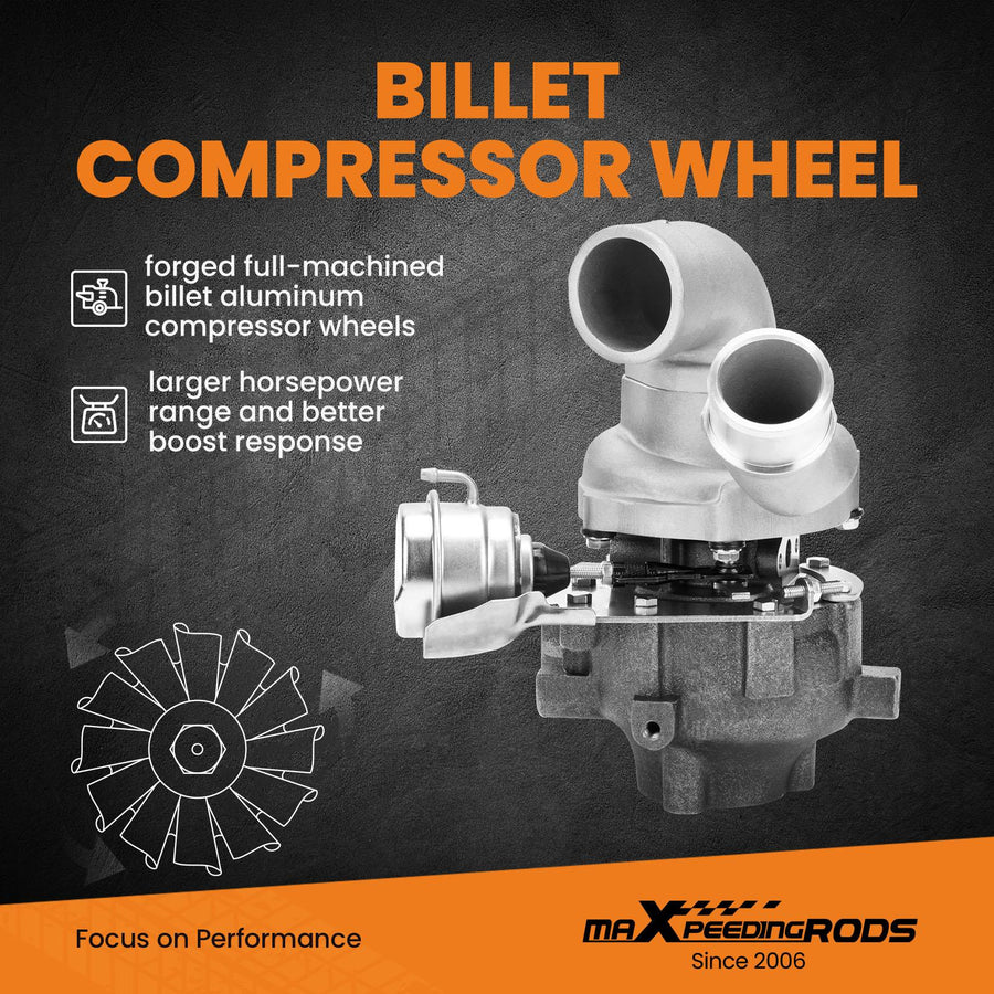 Billet kompressorin pyörä katuversio Turboahdin yhteensopiva Hyundai iLoad D4CB 125 kW, 170 hv 2007-2016 53039880145