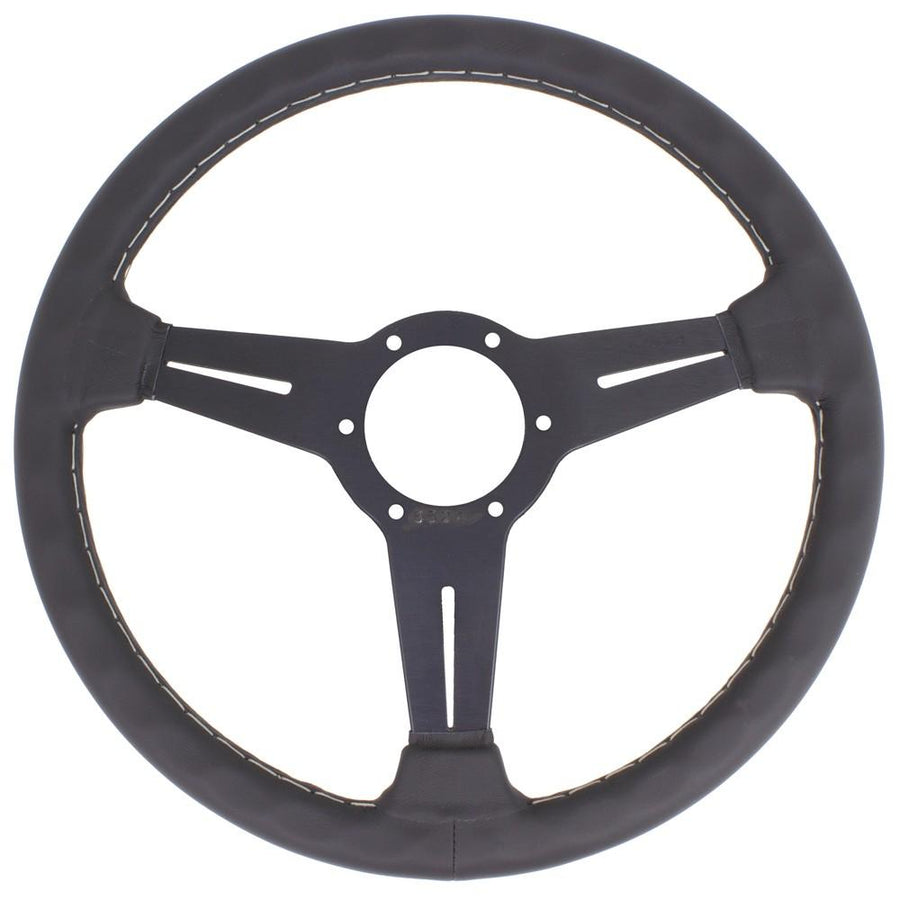Nardi Classic ND34 Ratti, Musta Nahka, Mustat Puolat, Harmaa Tikkaus, 40 mm Syvyys