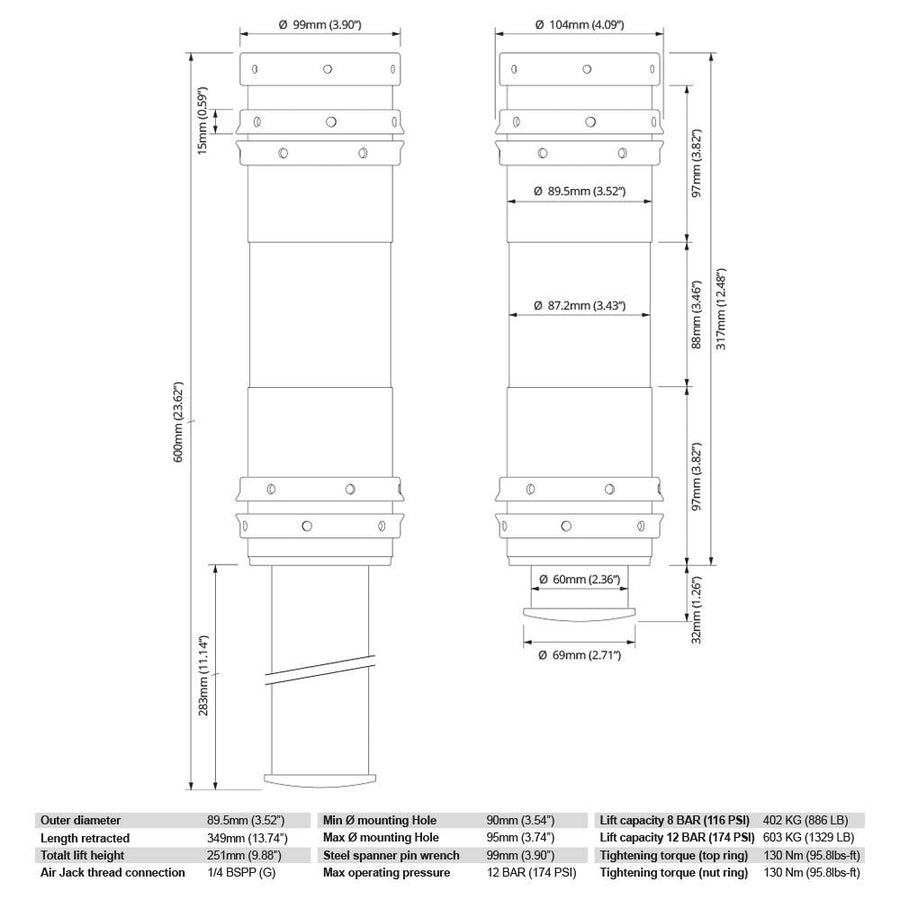 Nuke Performance Air Jack 90 Kilpailu Täysi sarja 2kpl, 8bar