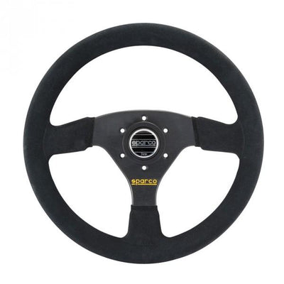 Sparco R323 Ratti (39 mm Syvyys), Musta Mokkanahka, Mustat Puolat