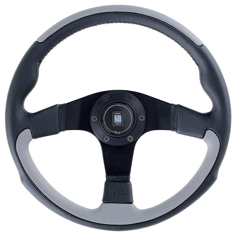 Nardi Leader Ratti, Harmaa Nahka, Mustat Puolat, Ø35 cm