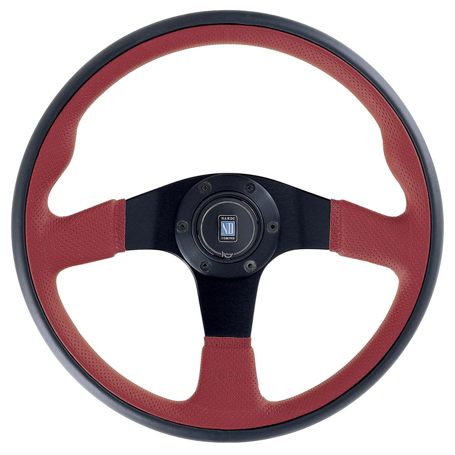 Nardi Twin Line Ratti, Punainen Nahka, Mustat Puolat, Ø35 cm