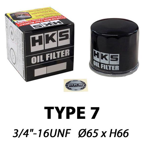 HKS Type 7 Öljynsuodatin | 3/4"-16 UNF (Nissan CA18, RB, VG30, Toyota 4A-G(Z)E, 1ZZ, 2ZZ...)