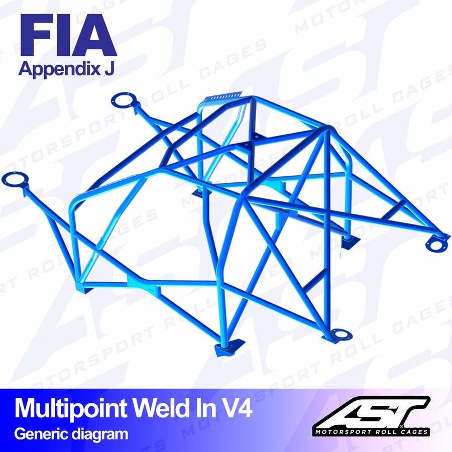 AST Rollcages V4 hitsattava 10-pisteen turvakaari Renault 19 3-ovinen Coupe - FIA-hyväksytty