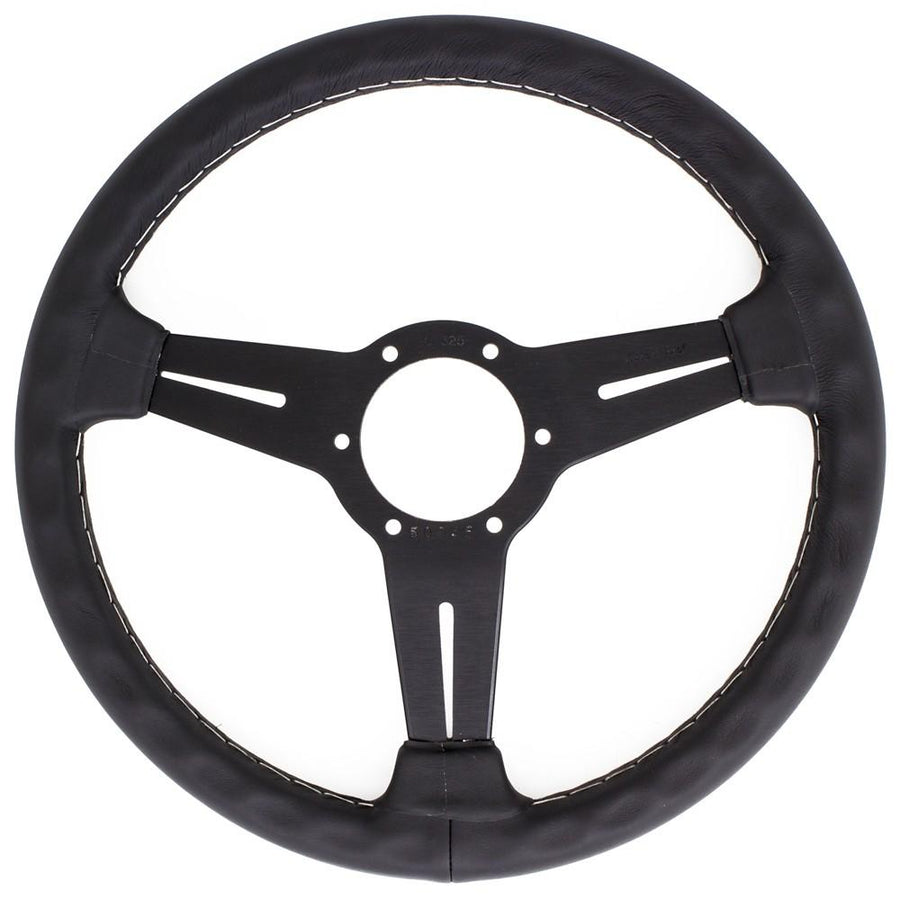 Nardi Classic ND33 Ratti, Musta Nahka, Mustat Puolat, Harmaa tikkaus, 40 mm Syvyys