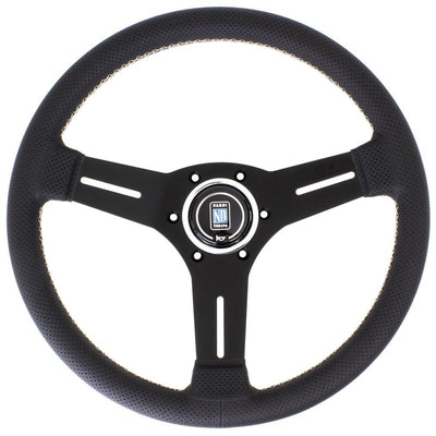 Nardi Competition Ratti, Musta Rei'itetty Nahka, Mustat Puolat, Harmaa Tikkaus, 40 mm Syvyys, Ø33 cm