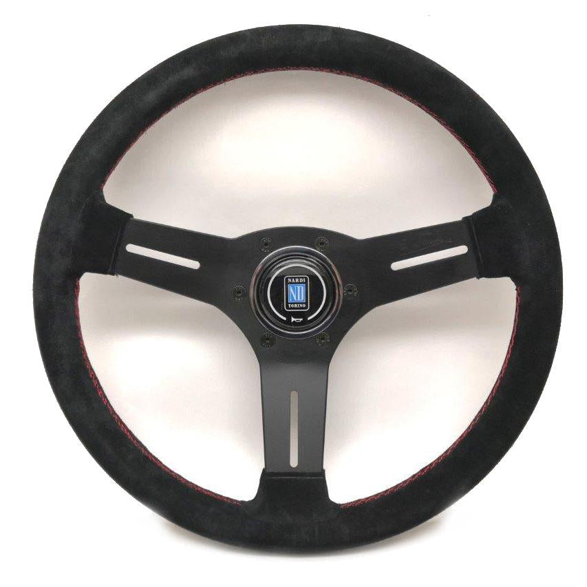 Nardi Competition Ratti, Mokkanahka, Mustat Puolat, Punainen Tikkaus, 40 mm Syvyys, Ø33 cm