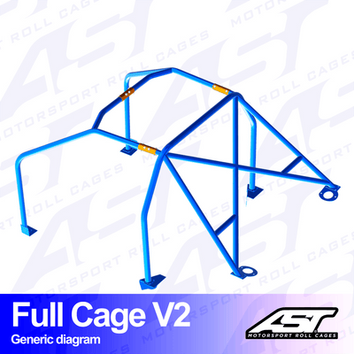 AST Rollcages V2 pultattava 6-pisteen turvakaari Renault 19 3-ovinen Coupe