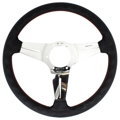 Nardi Deep Corn Ratti, Musta Rei'itetty Nahka, Kromi Puolat, Punainen Tikkaus, 75 mm Syvyys, Ø35 cm