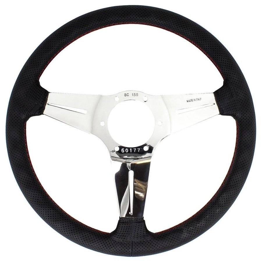 Nardi Deep Corn Ratti, Musta Rei'itetty Nahka, Kromi Puolat, Punainen Tikkaus, 75 mm Syvyys, Ø35 cm