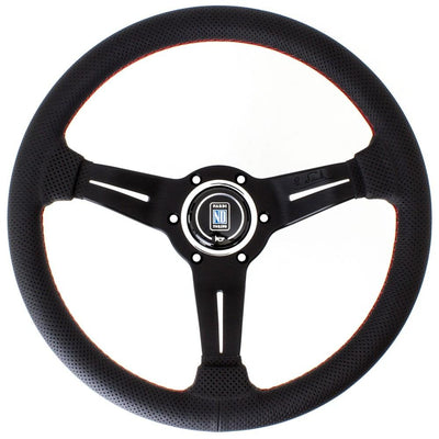 Nardi Deep Corn Ratti, Musta Rei'itetty Nahka, Mustat Puolat, Punainen Tikkaus, 50 mm Syvyys, Ø33 cm