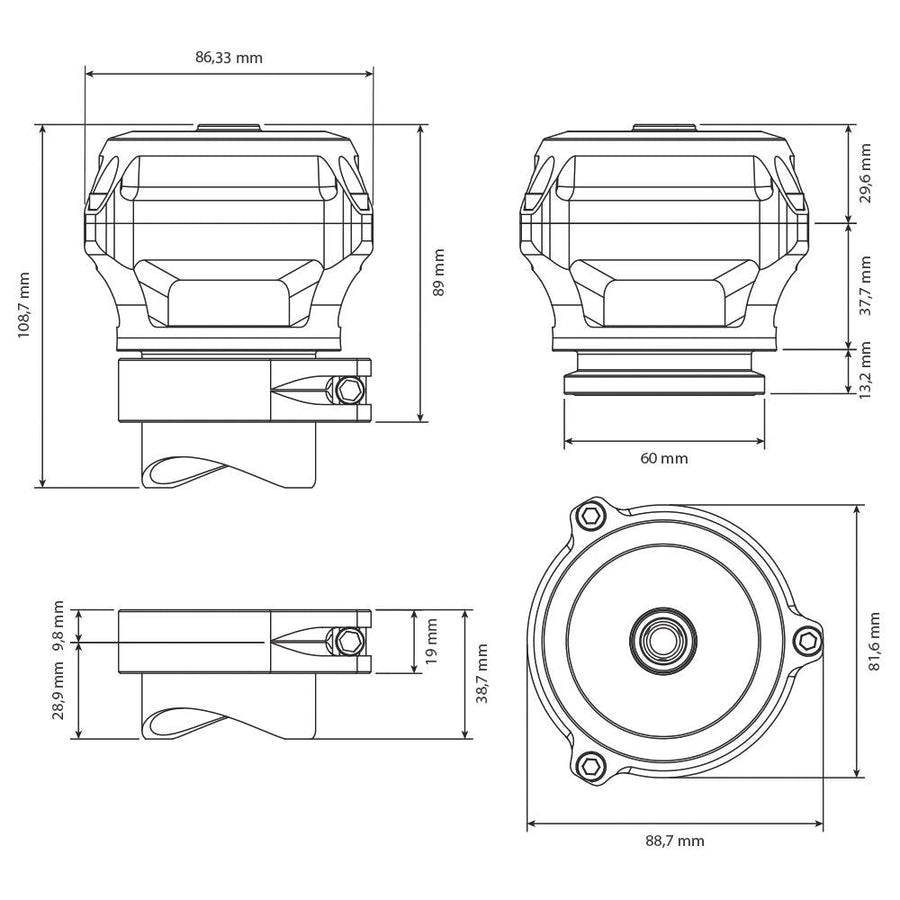 Nuke Performance Blow Off Valve BOV50C V-kappale