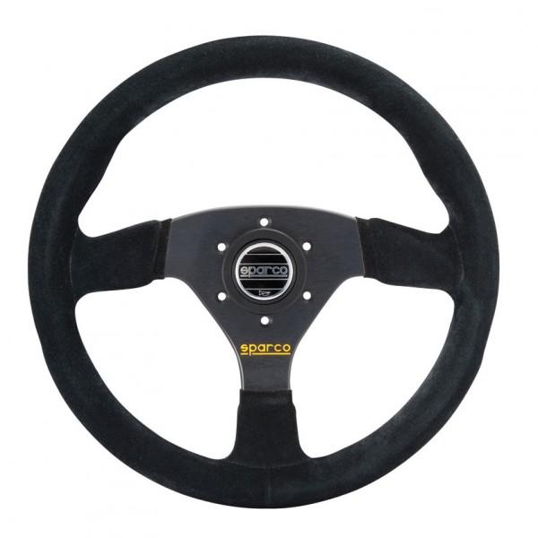 Sparco R383 Ratti (39 mm Syvyys), Musta Mokkanahka, Mustat Puolat
