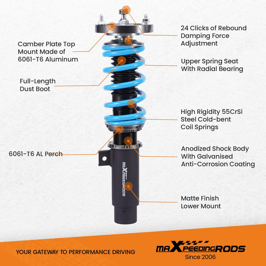 MaXpeedingrods T6 Advanced Series Coilover-alustasarja BMW 3-sarja E90 E91 E92 E93 2005-2012