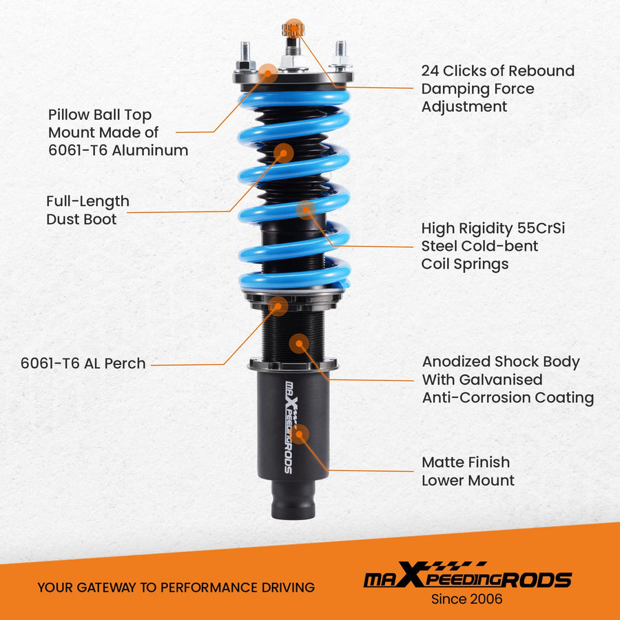 MaXpeedingrods T6 Advanced Series Säädettävä Coilover-alustasarja, Honda Civic 1992-1995, EJ EG EH