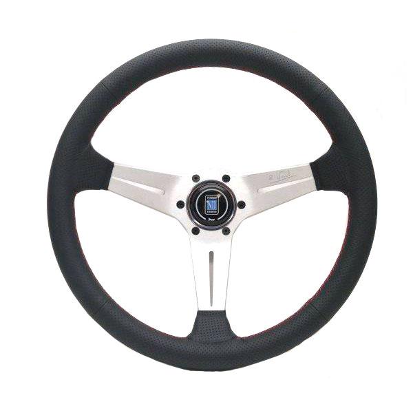Nardi Deep Corn Ratti, Musta Rei'itetty Nahka, Himmeät Puolat, Punainen Tikkaus, 75 mm Syvyys, Ø35 cm