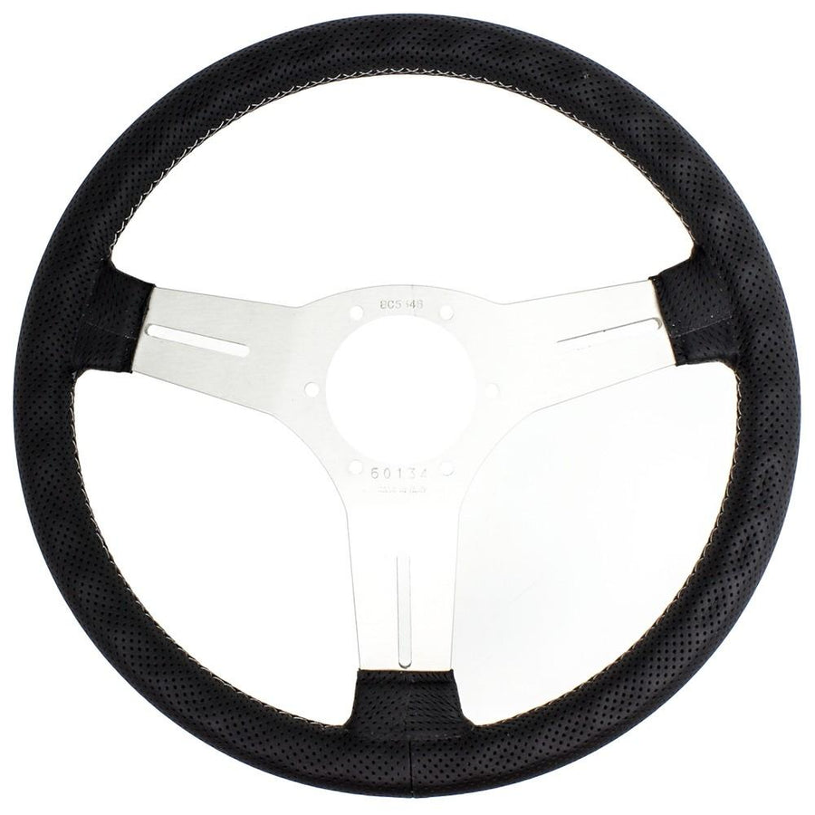 Nardi Competition Ratti, Musta Rei'itetty Nahka, Satiini Puolat, Harmaa Tikkaus, 40 mm Syvyys, Ø33 cm