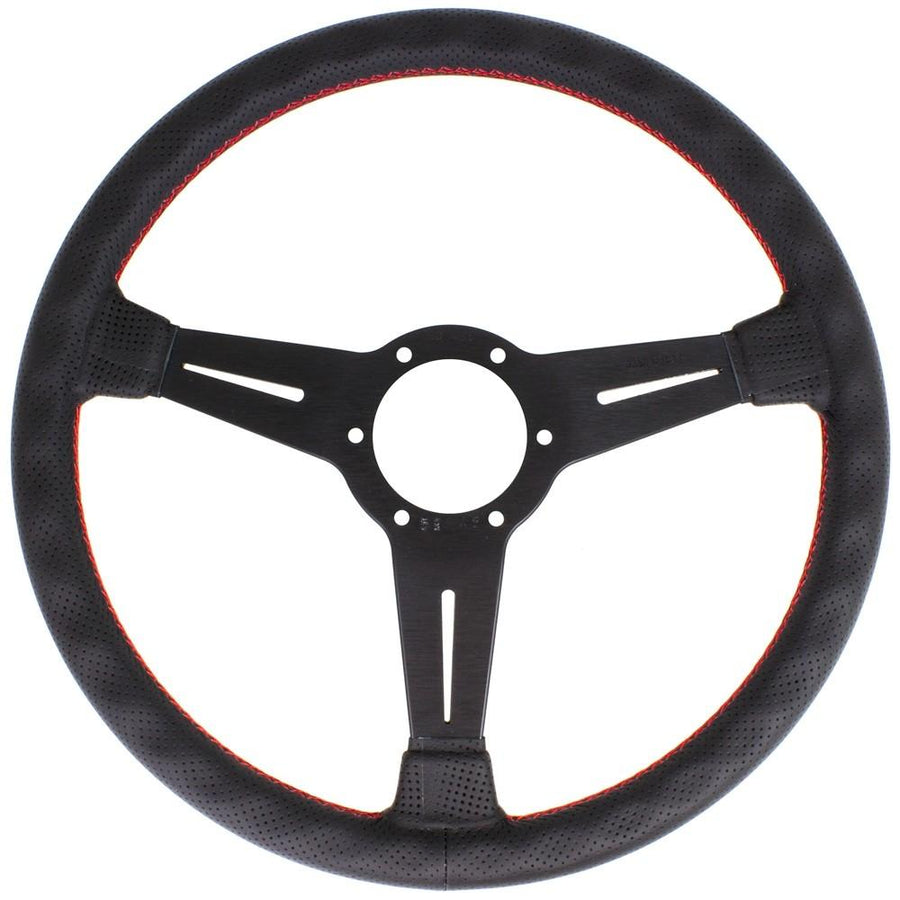 Nardi Classic ND36 Ratti, Musta Rei'itetty Nahka, Mustat Puolat, Punainen Tikkaus, 40 mm Syvyys