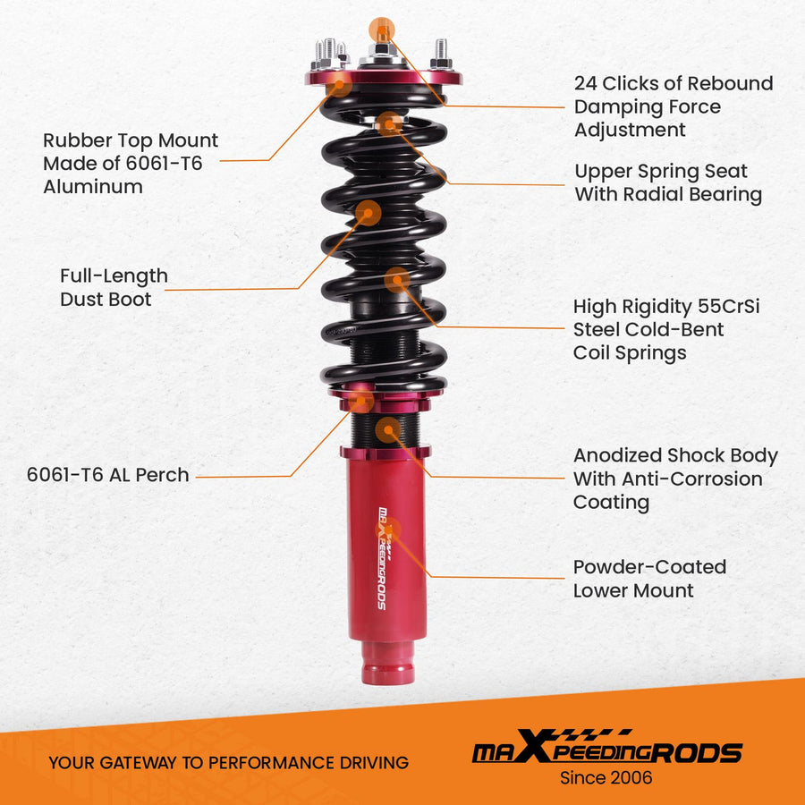 Säädettävä coilover-alustasarja, Honda Accord 1998-2003, Acura TL, CL
